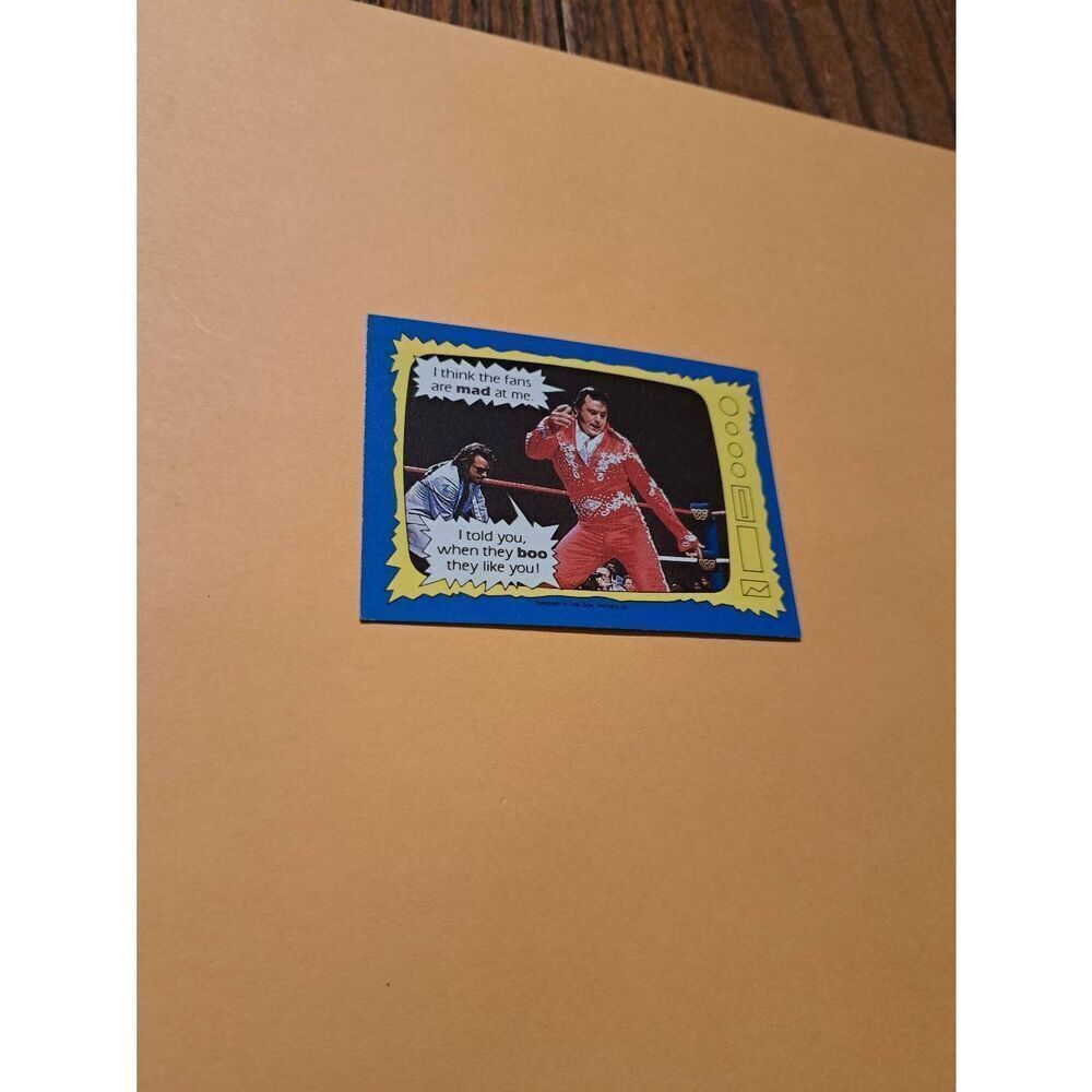 Vintage 1987 WWF Topps Trading Card 72 Honky Tonk Man Jimmy Hart Superstar Speak
